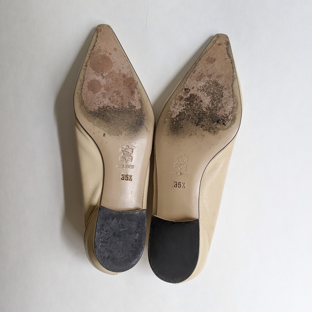 Champagne leather pointy toe flats 5.5 David Aaron - Picture 8 of 8